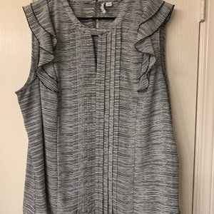 Elle Career Blouse XXL Sleeveless Ruffles Like New